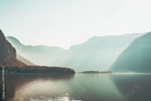 Obraz na płótnie Widok na jezioro Hallstat, Austria, Alpy, Górna Austria w salonie