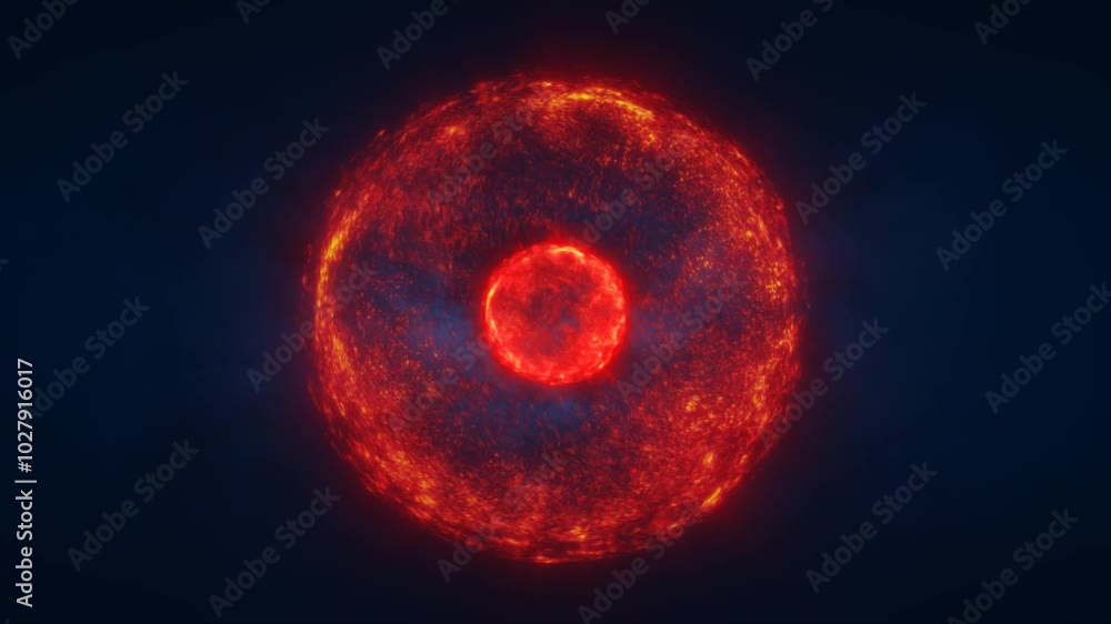 Red sphere with a fiery glow, floating in a dark space background, evoking an energy source or celestial body in the cosmos, video in high quality 4k, motion design Red sphere with a fiery glow, floating in a dark space background, evoking an energy source or celestial body in the cosmos, video in high quality 4k, motion design