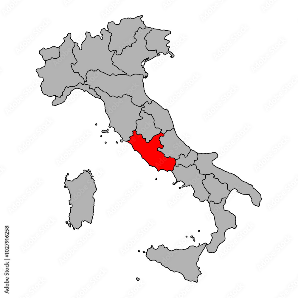 Italy map of Lazio symbol shape, travel web flat concept icon web vector illustration Italy map of Lazio symbol shape, travel web flat concept icon web vector illustration
