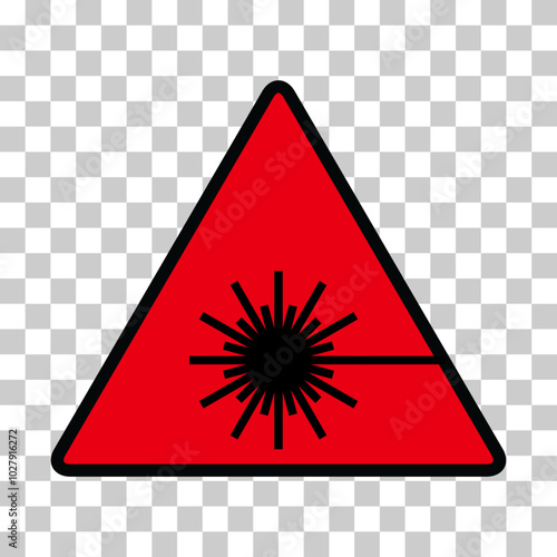 Laser radiation danger label icon, safety protection information symbol vector illustration