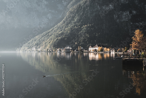 Obraz na płótnie Widok na jezioro Hallstat, Austria, Alpy, Górna Austria w salonie