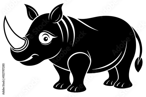 rhino cartoon isolated on white