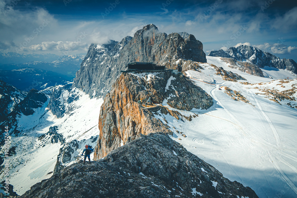 Dachstein, Hunerkogel - Austria, Alpy, widok z Koppenkarstein,