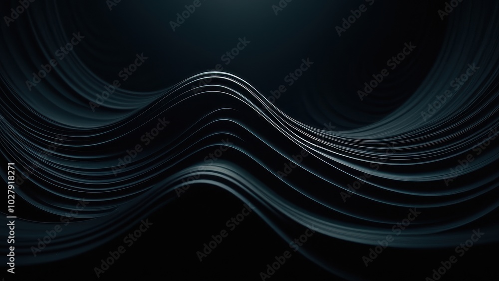 Naklejka premium Dark absract background featuring swirling shapes and gradients, perfect for modern designs, tech presentations, or artistic projects. High-resolution image for versatile use.