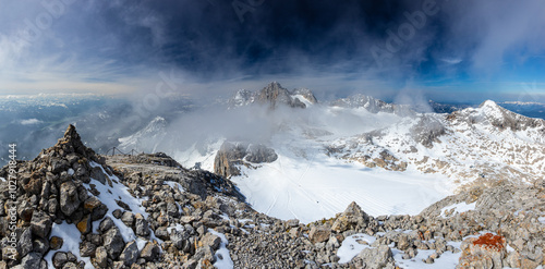 Obraz na płótnie Dachstein, Hunerkogel - Austria, Alpy, widok z Koppenkarstein, w salonie