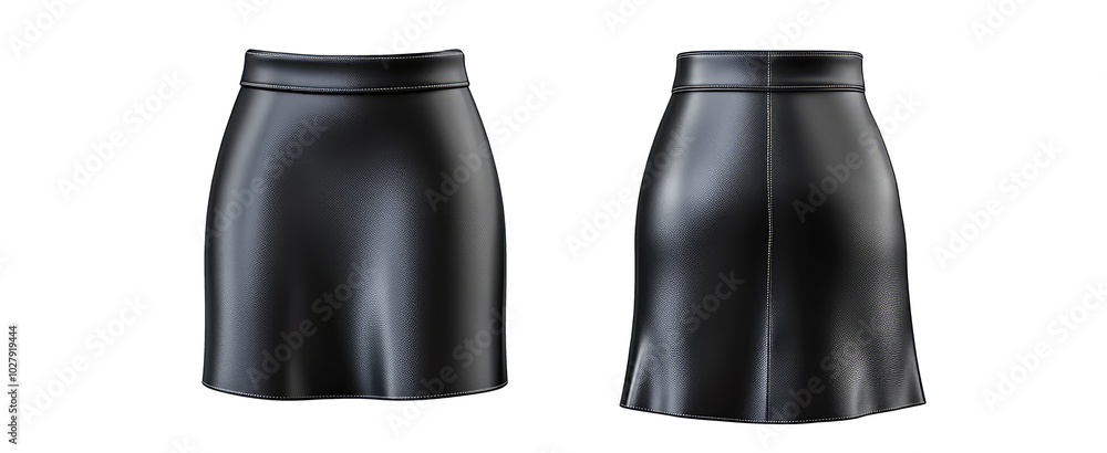 Black 3d female skirt front and back view. Blank mockup for branding uniform on transparent cutout background, PNG file. Mockup clipart template Black 3d female skirt front and back view. Blank mockup for branding uniform on transparent cutout background, PNG file. Mockup clipart template