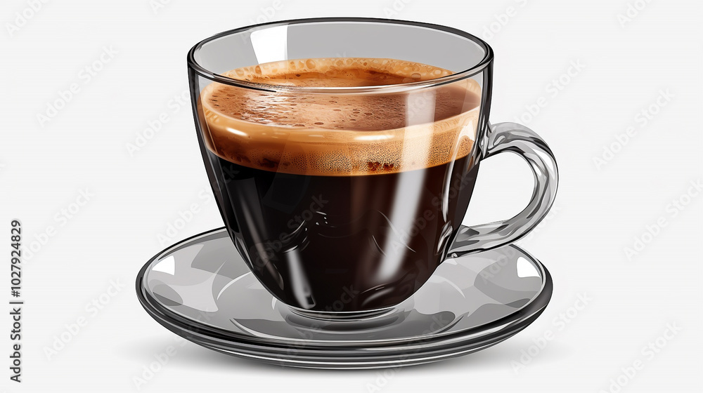 Black Coffee Cup on Glass Saucer Black Coffee Cup on Glass Saucer