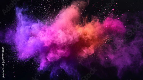 Colorful Paint Powder Splash on Black