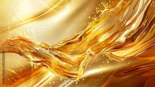 Golden Liquid Splash Abstract Background