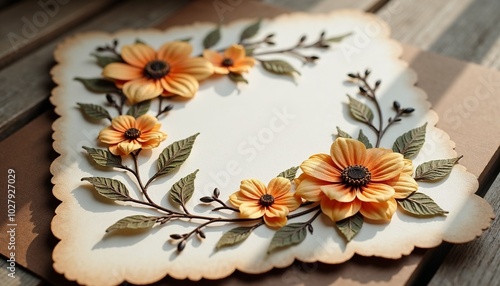 Handmade card with decorative flowers