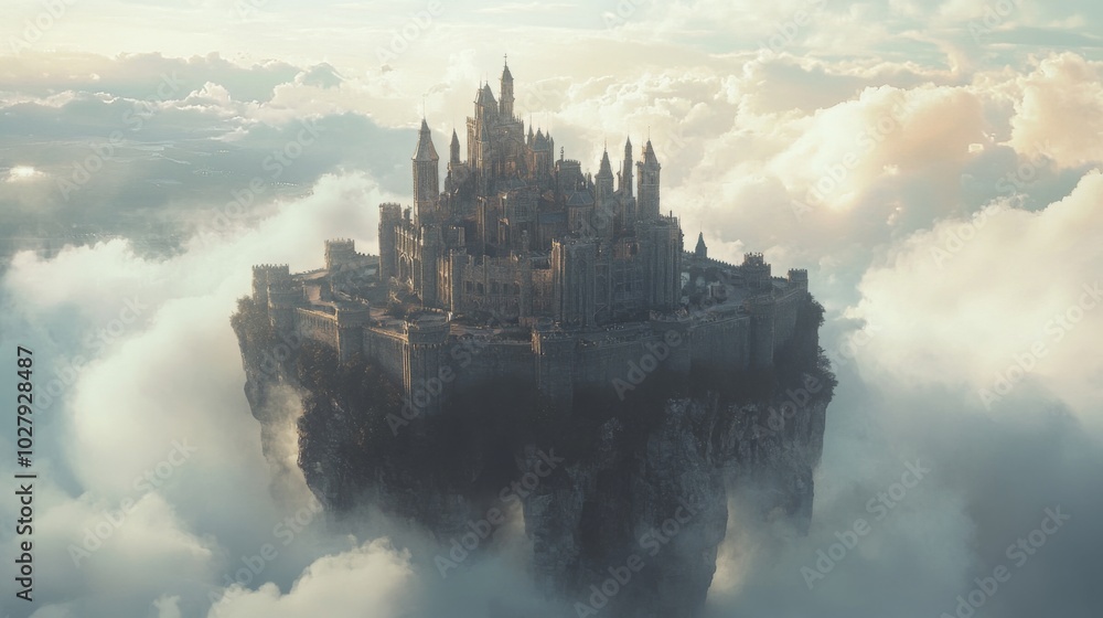 Fototapeta premium Majestic Floating Castle in the Clouds
