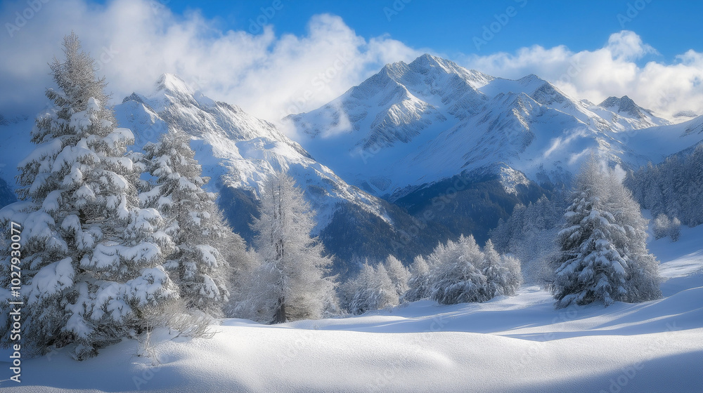 Obraz premium Malowniczy zimowy górski pejzaż