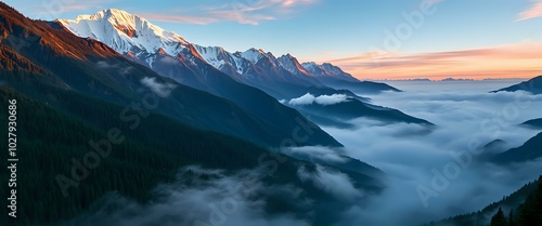 Breathtaking Mountain Range Sunrise: Majestic Peaks at Dawn