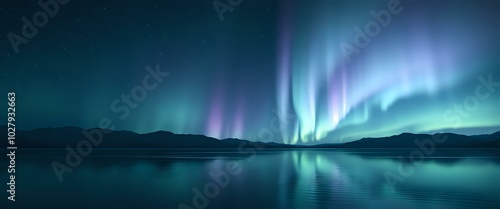 Wallpaper Mural Breathtaking Aurora Borealis Over a Serene Lake Under Dark Blue Night Sky Torontodigital.ca