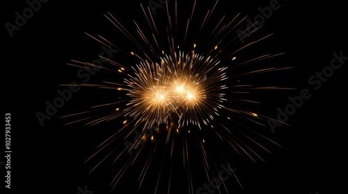 Wallpaper Mural Golden Fireworks Display on Black Background, Capturing the Festive Atmosphere of New Year's Eve Celebrations. Torontodigital.ca