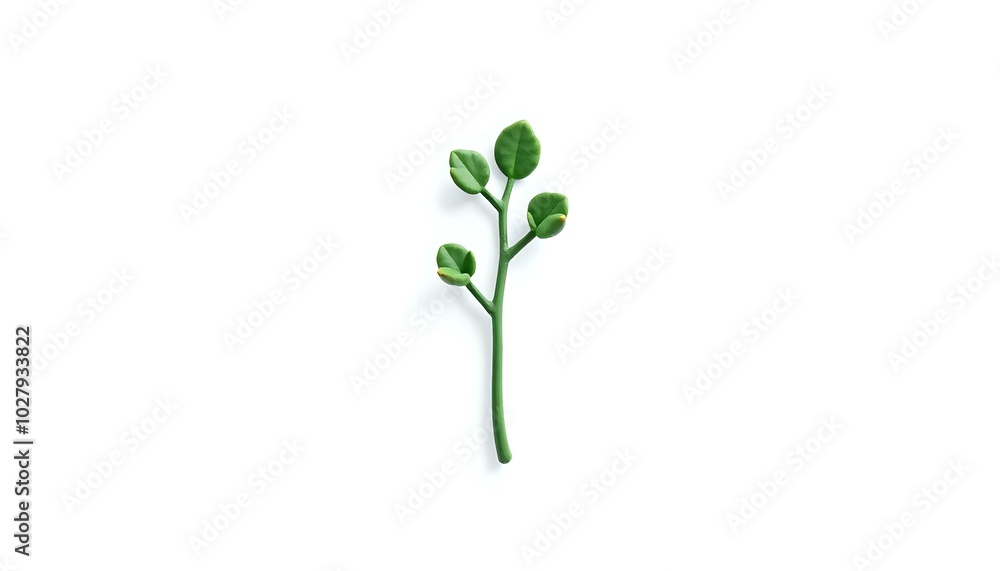 Single Green Succulent Plant in White Background Single Green Succulent Plant in White Background
