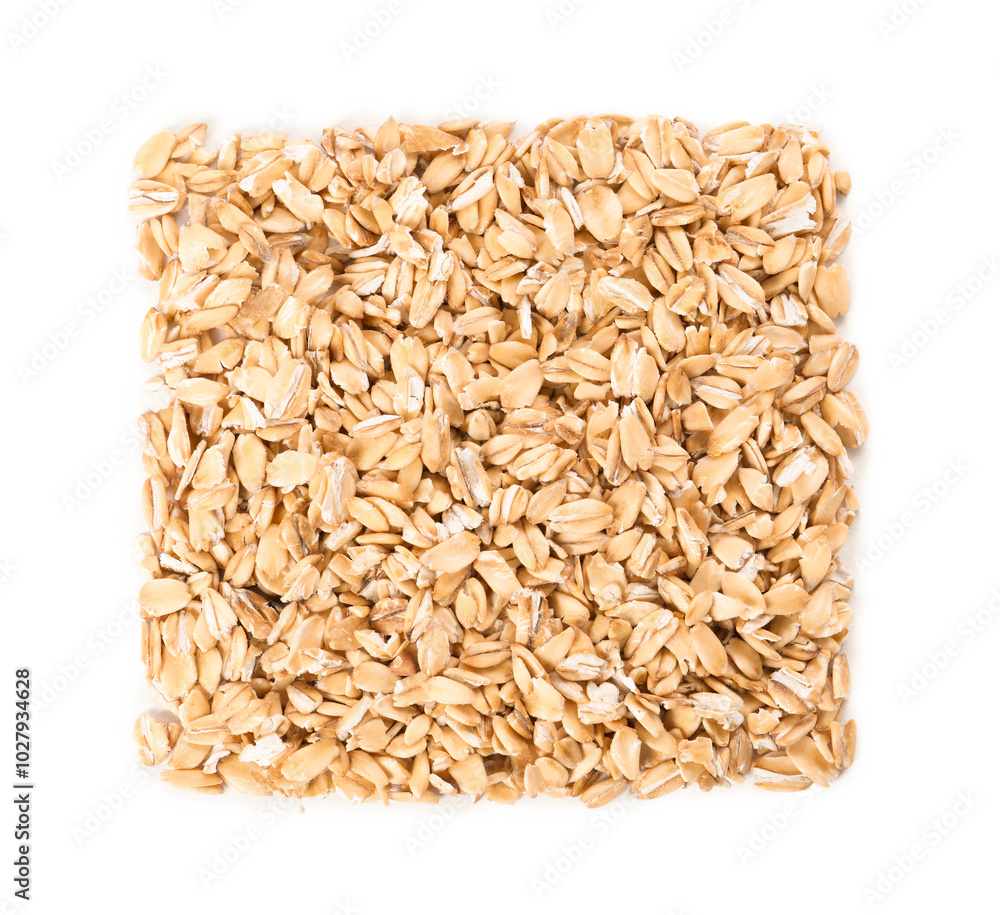 Oat flakes isolated on white, top view Oat flakes isolated on white, top view