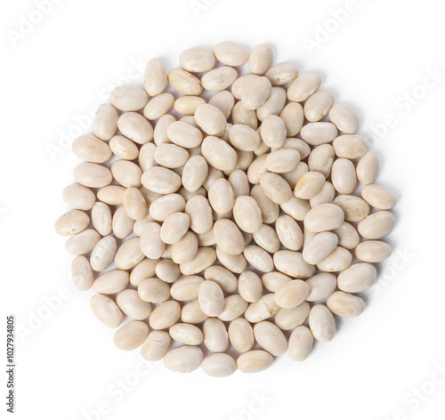 Fényképezés Dried beans isolated on white, top view