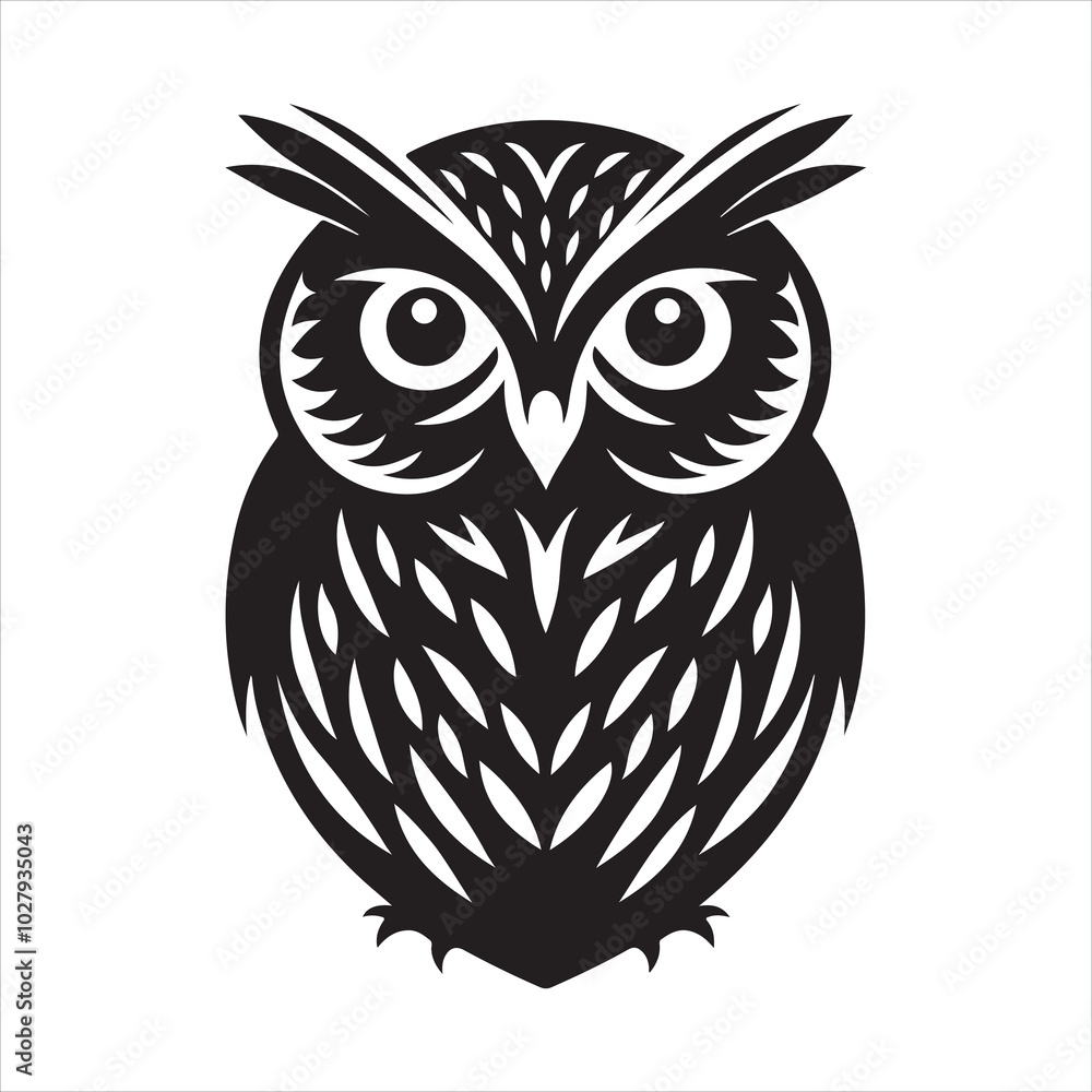 Owl silhouette on white background
Owl silhouette on white background
