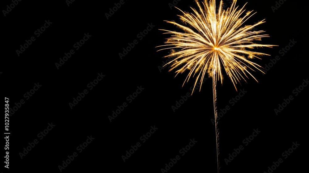 Elegant Golden Fireworks Display on Black Background for New Year's Eve Celebrations, Capturing Dynamic Energy and Festive Charm. Elegant Golden Fireworks Display on Black Background for New Year's Eve Celebrations, Capturing Dynamic Energy and Festive Charm.
