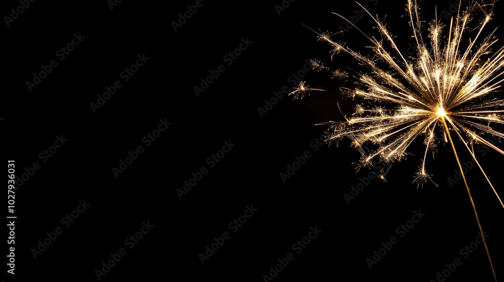 Elegant Golden Fireworks Display on Black Background for New Year's Eve Celebrations, Capturing Dynamic Energy and Festive Charm. Elegant Golden Fireworks Display on Black Background for New Year's Eve Celebrations, Capturing Dynamic Energy and Festive Charm.