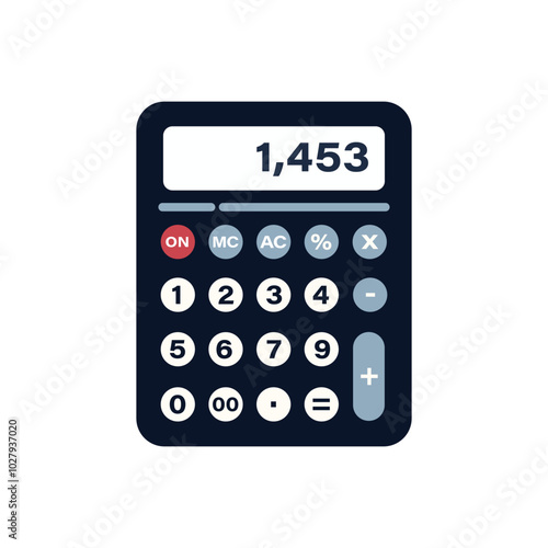 Calculator for mathematics. Education, finance, business and science. Vector illustration