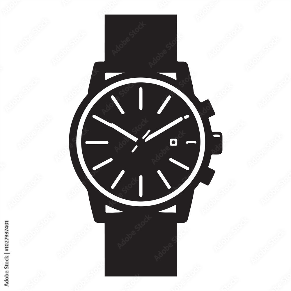 Analog wristwatch, ideal for luxury brand silhouette on white background
Analog wristwatch, ideal for luxury brand silhouette on white background