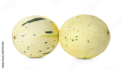 Fresh ripe honeydew melons isolated on white