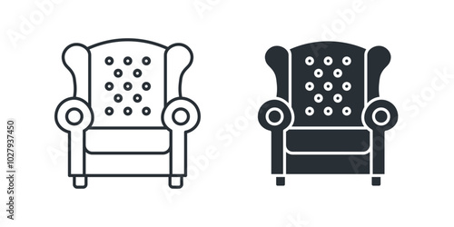 Armchair line and flat icon. Seat chair. Home decor. Isolated vector illustration	
