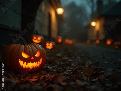 Halloween Spooky Scene 01 Carved Pumpkin photo