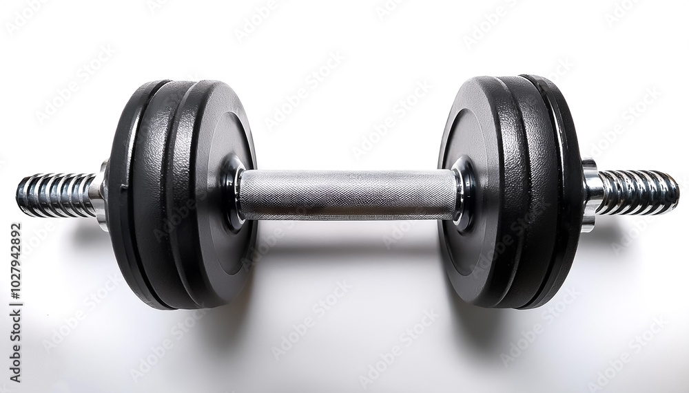 Dumbbell lying down, isolated on a white background Dumbbell lying down, isolated on a white background