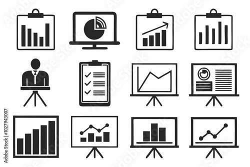 Business people situations glyph icon set, Business Conference And Meeting (7) - Professional Icons for Business Situations and Meetings for Corporate Use