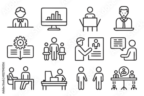 Business people situations glyph icon set, Business Conference And Meeting (8) - Professional Icons for Business Situations and Meetings for Corporate Use