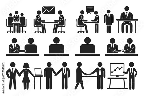 Business people situations glyph icon set, Business Conference And Meeting (10) - Professional Icons for Business Situations and Meetings for Corporate Use