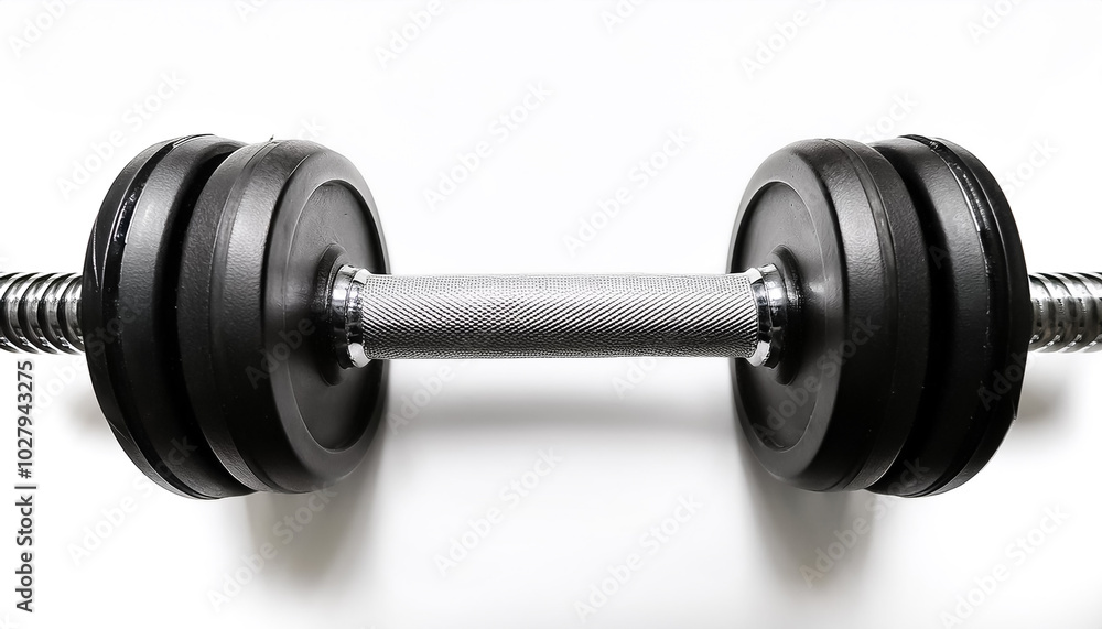 Dumbbell lying down, isolated on a white background Dumbbell lying down, isolated on a white background
