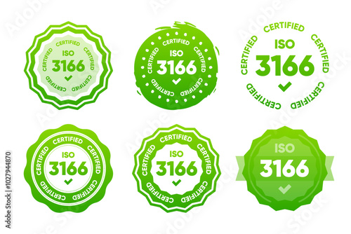 3166 Iso certified standarts collection. International Organization for Standardization stamp. Vector illustration.