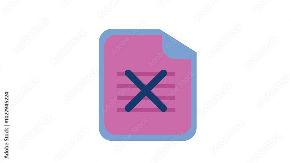 Remove File and Delete Document Icon animation. Incorrect and Wrong Symbol in Paper Document animated symbol. on white background Remove File and Delete Document Icon animation. Incorrect and Wrong Symbol in Paper Document animated symbol. on white background
