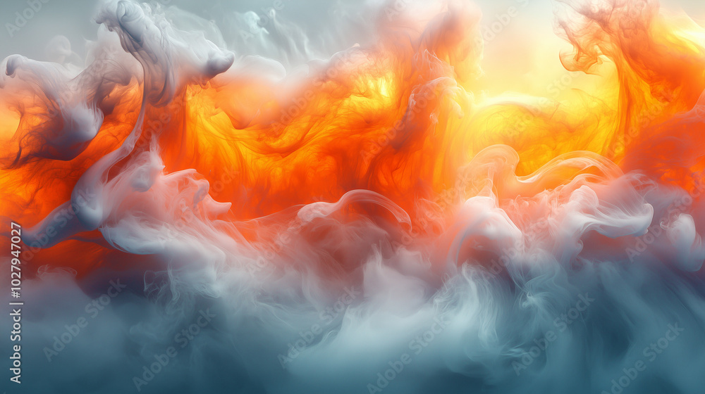 Dans un ciel abstrait, des flammes rouges et orange s'élèvent en explosions de lumière, créant une texture brûlante contre un fond bleu et noir, comme un brasier fractal. Dans un ciel abstrait, des flammes rouges et orange s'élèvent en explosions de lumière, créant une texture brûlante contre un fond bleu et noir, comme un brasier fractal.