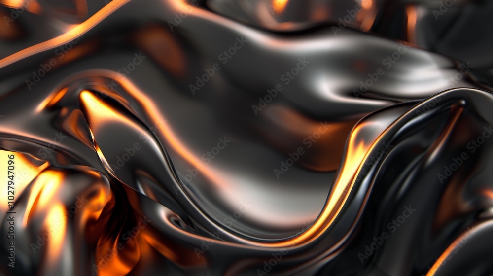 Abstract black and gold liquid metal background flowing like a wave Abstract black and gold liquid metal background flowing like a wave