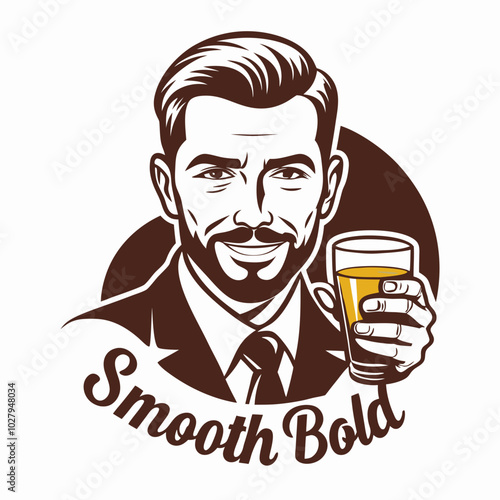Man holding whiskey glass with Smooth Bold text