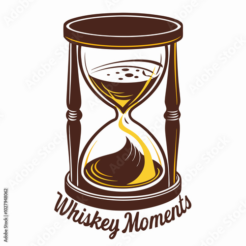 Whiskey inside an hourglass with Whiskey Moments text