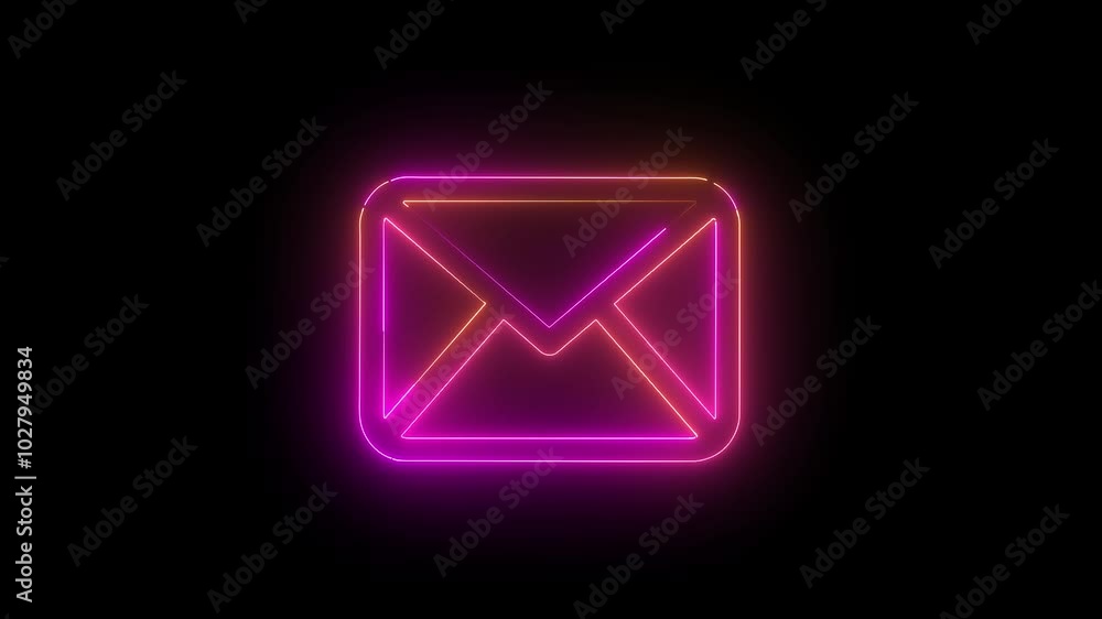 purple and red color neon mail envelope icon. neon line massage Simple icon animation. purple and red color neon mail envelope icon. neon line massage Simple icon animation.