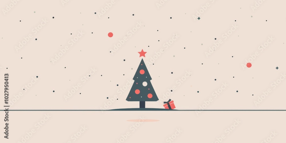 Christmas Tree Made of Dots and Lines with decorations on a Green and White Background, Perfect for Holiday Cards and Celebrations. Christmas Tree Made of Dots and Lines with decorations on a Green and White Background, Perfect for Holiday Cards and Celebrations.