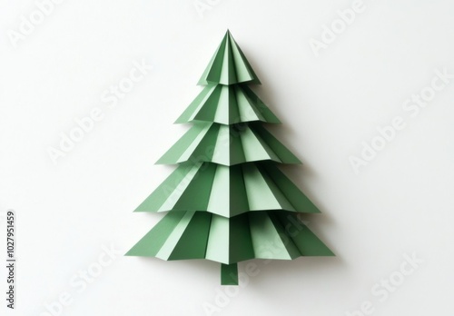 Christmas Tree Made of Simple Geometric Shapes on a White Background, Perfect for Modern Holiday Decor.