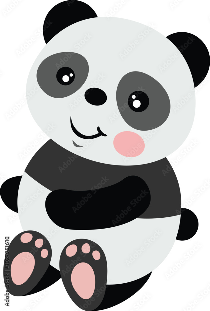 Cute panda sitting isolated on white Cute panda sitting isolated on white