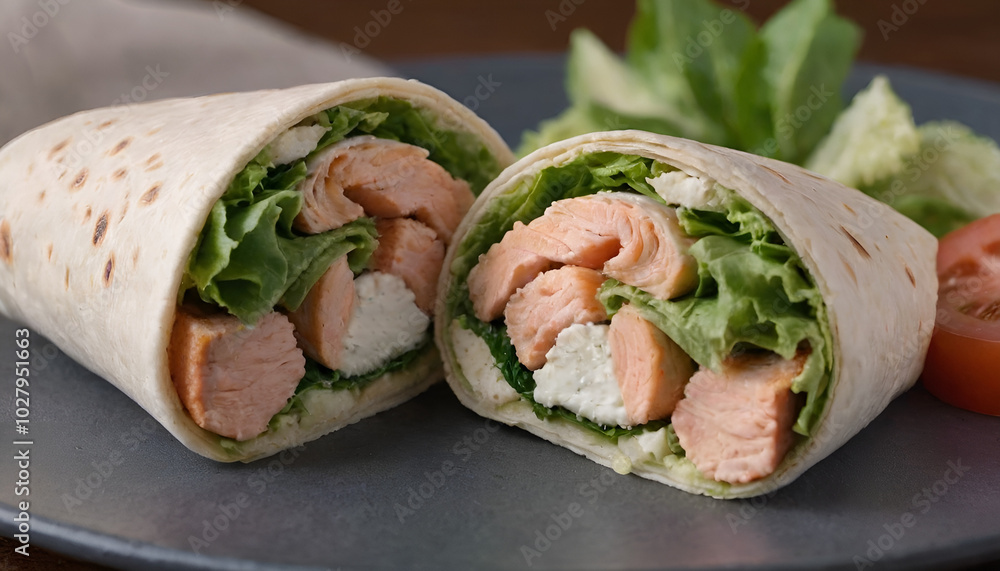 salmon caesar salad wrap