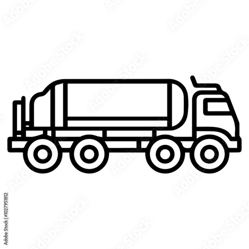 fuel tanker icon or modern line symbol. Vector line art and icon design with bold outline. Black and white Pixel Perfect minimalistic symbol isolated white background. Silhouette simple thin sign