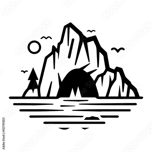 cave icon or modern line symbol. Vector line art and icon design with bold outline. Black and white Pixel Perfect minimalistic symbol isolated white background. Silhouette simple thin sign