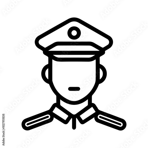 commandant icon or modern line symbol. Vector line art and icon design with bold outline. Black and white Pixel Perfect minimalistic symbol isolated white background. Silhouette simple thin sign