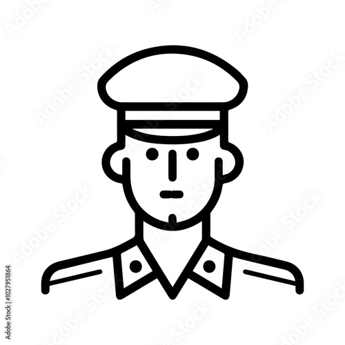 commandant icon or modern line symbol. Vector line art and icon design with bold outline. Black and white Pixel Perfect minimalistic symbol isolated white background. Silhouette simple thin sign